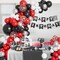 138pcs Red Black and White Balloon Garland Arch Kit with Different Size Red Black White Silver Confetti Balloons for Shower Birthday New Year Graduation Wedding Racing Car Poker Party Decorations